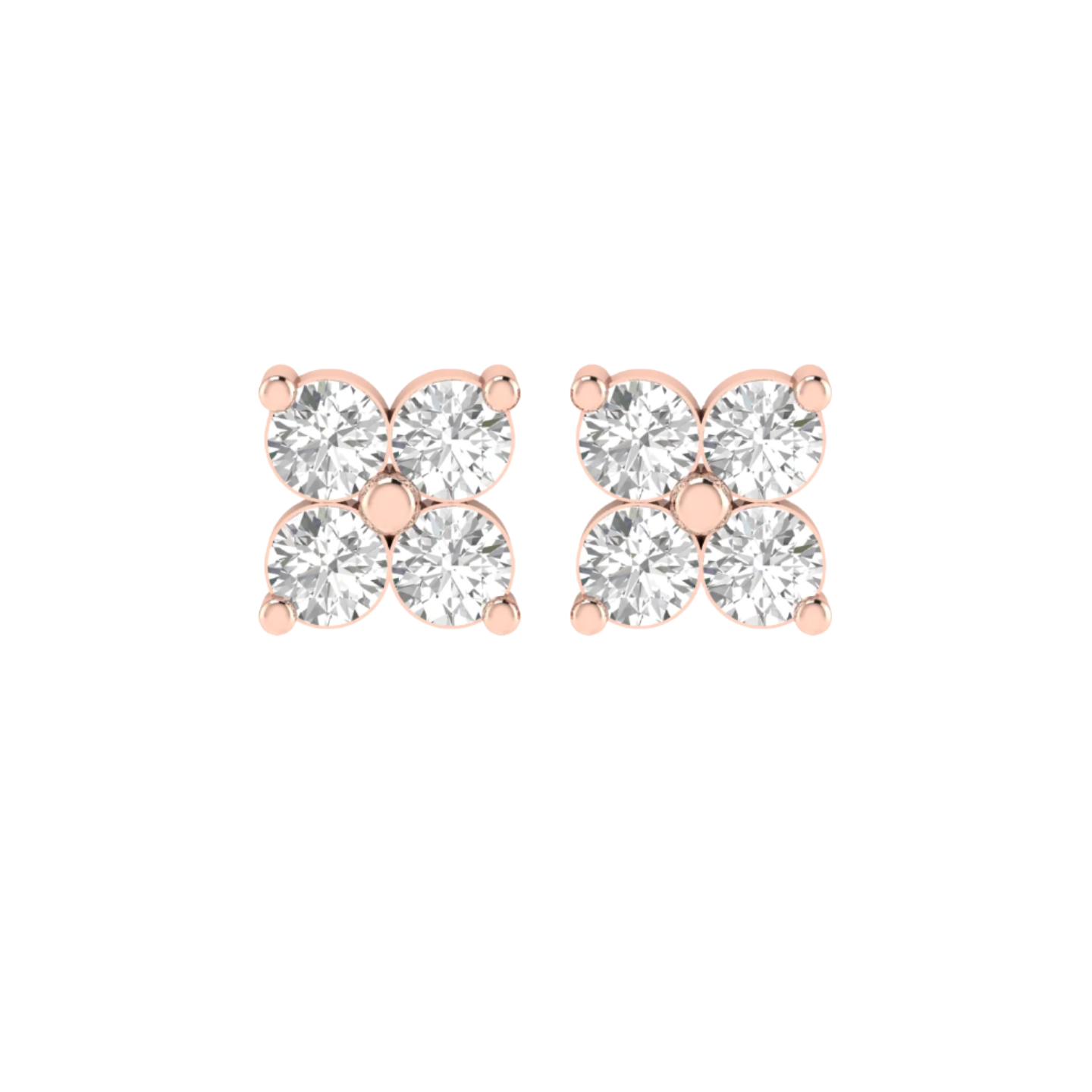 Petite Diamond Clover Stud Earrings