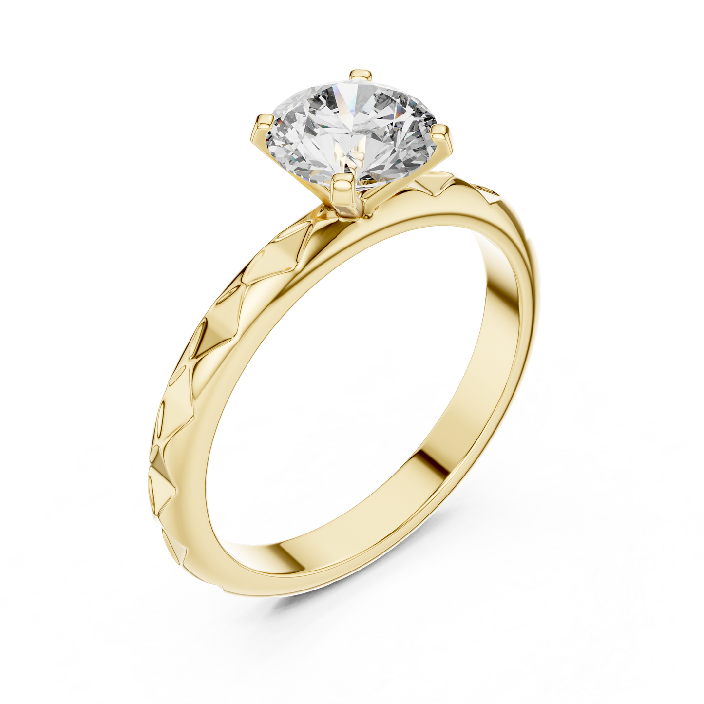 Vine Engraved Solitaire Ring