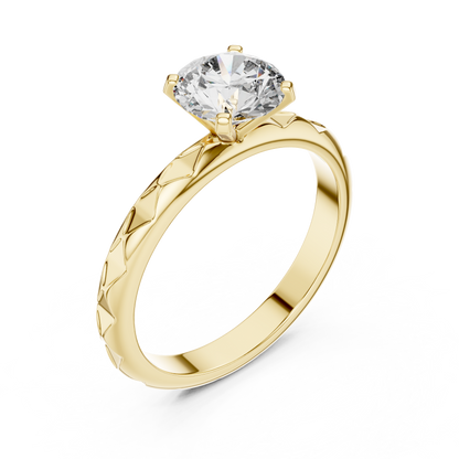 Vine Engraved Solitaire Ring