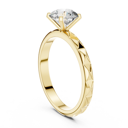Vine Engraved Solitaire Ring