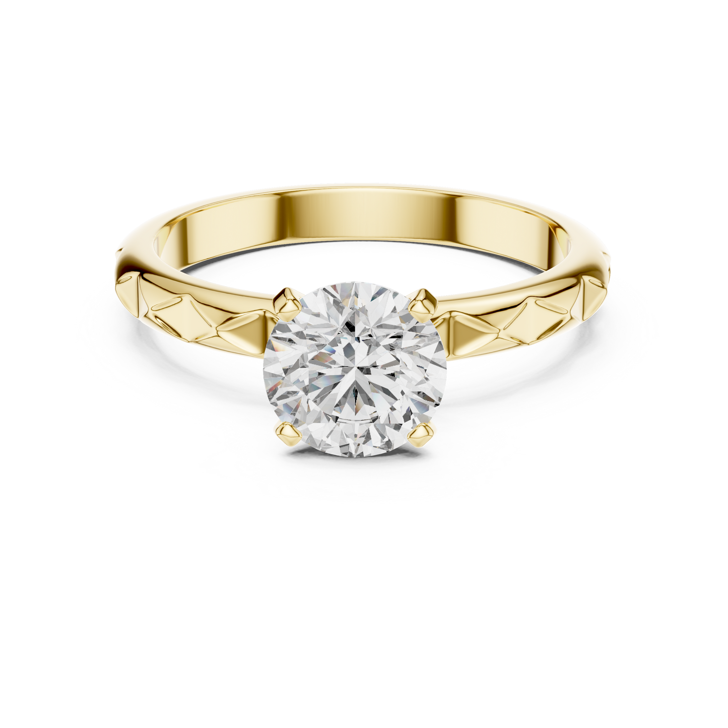 Vine Engraved Solitaire Ring