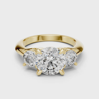 Golden Embrace Three-Stone Diamond Ring