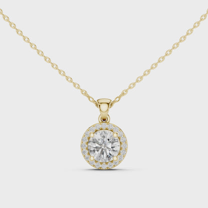 Petite Halo Solitaire Diamond Pendant (without Chain)