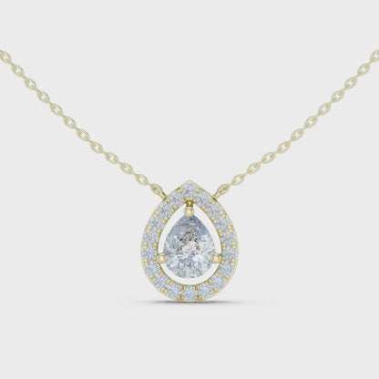 Nova Pear Halo Diamond Pendant (with Chain)