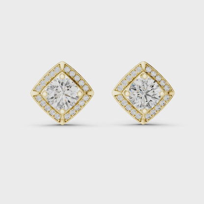 Round Diamond Halo Stud Earrings