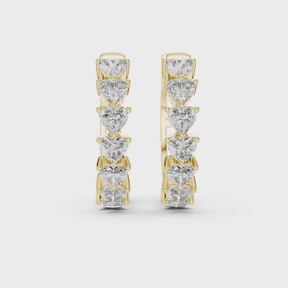 Heart Line Diamond Hoops