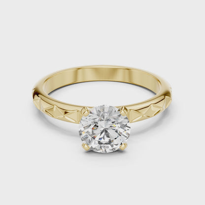 Vine Engraved Solitaire Ring