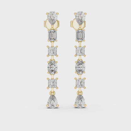 Dazzling Multi-Cut Diamond Drop Earrings