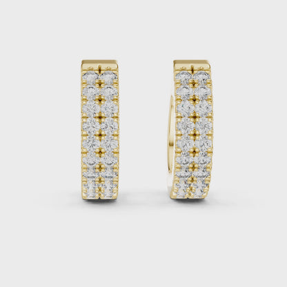 Double Row Brilliant Diamond Hoops