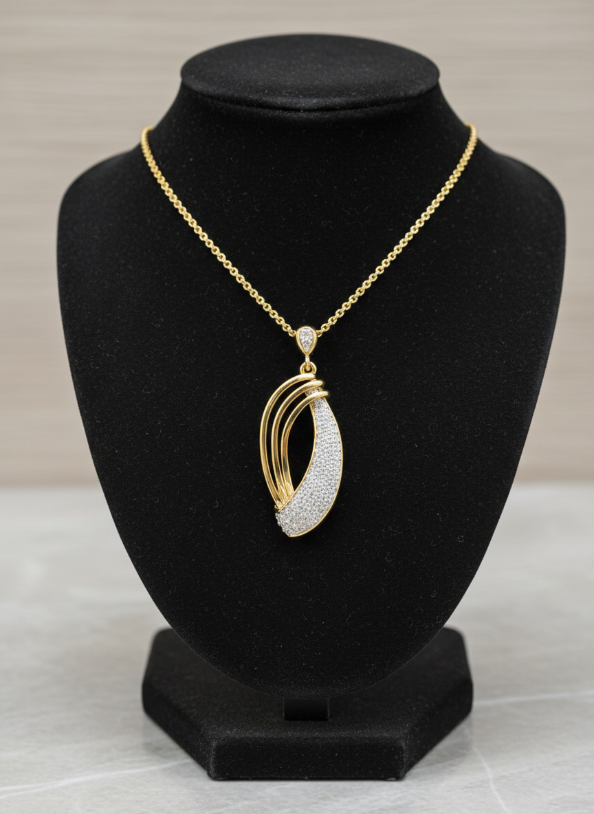 Elegant Teardrop Diamond Pendant - Without Chain