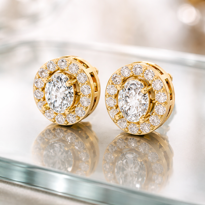 Oval Diamond Halo Earrings