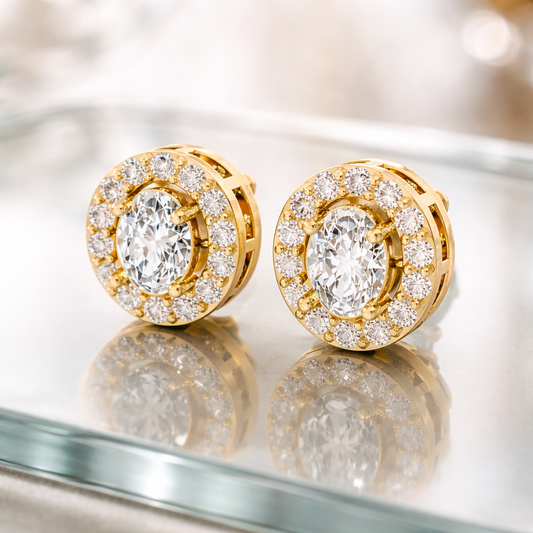 Oval Diamond Halo Earrings