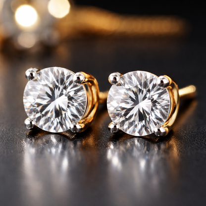 1.0 Carat Round Solitaire Earrings