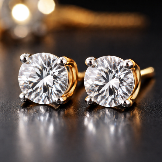 1.0 Carat Round Solitaire Earrings