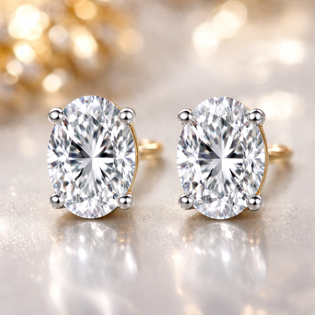 0.55 Carat Oval Solitaire Earrings