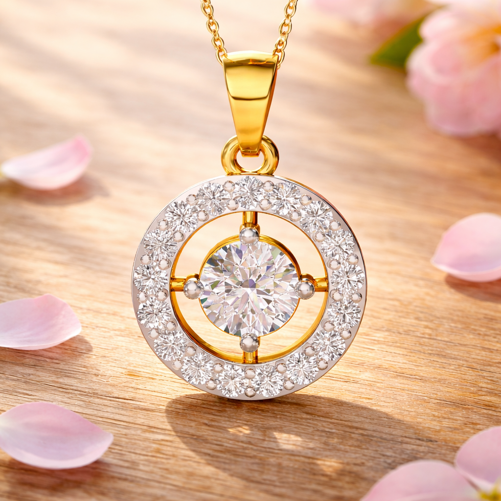 Round Diamond Halo Pendant - Without Chain