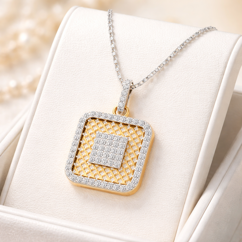 Square Diamond Pendant - Without Chain