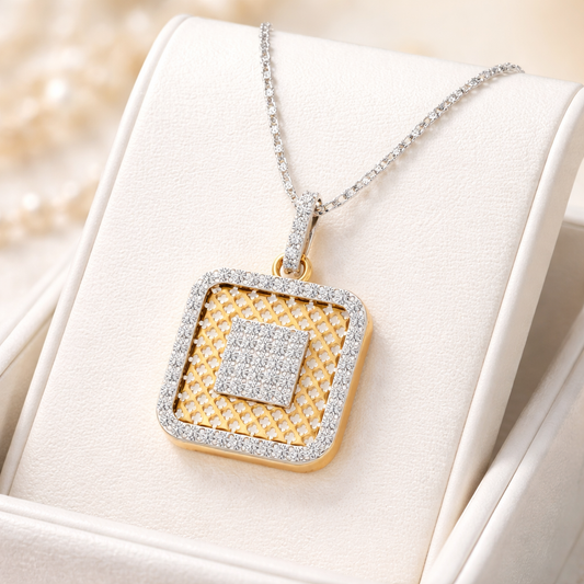 Square Diamond Pendant - Without Chain