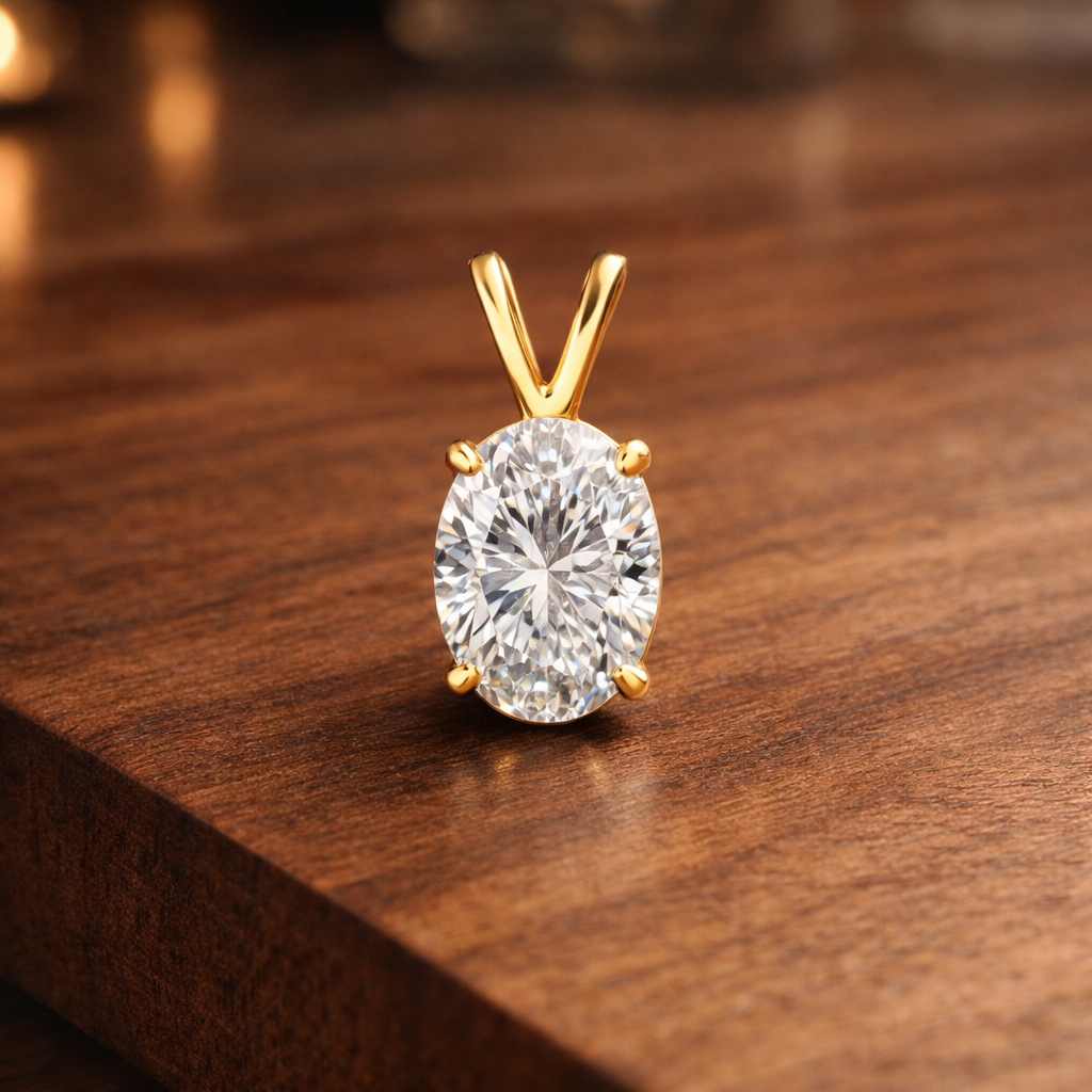 1.0 Carat Oval Solitaire Pendant - Without Chain